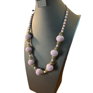 Womens Necklace Purple ceramic and bronze metal accents
